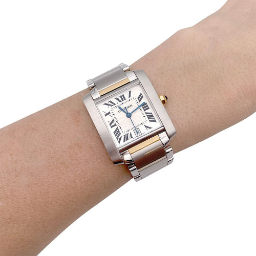 Montre Montre Cartier, "Tank Française", acier et or. 58 Facettes 32095