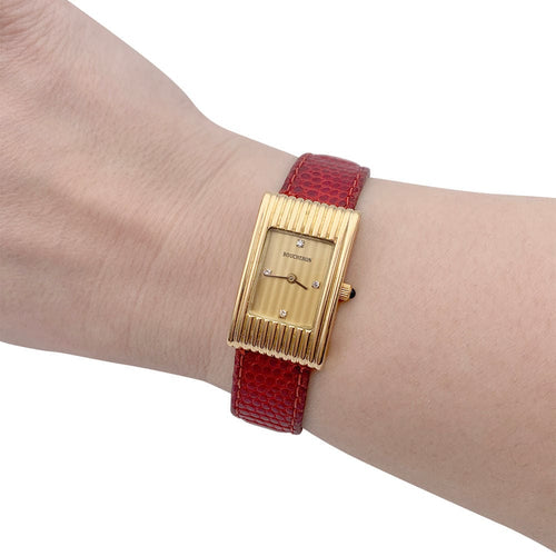 Montre Montre Boucheron, "Rreflet", or jaune, cuir. 58 Facettes 32263
