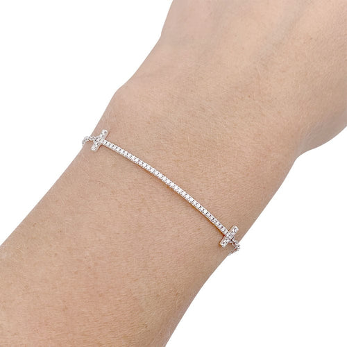 Bracelet Bracelet Tiffany & Co., "Tiffany T Smile", or blanc, diamants. 58 Facettes 33175
