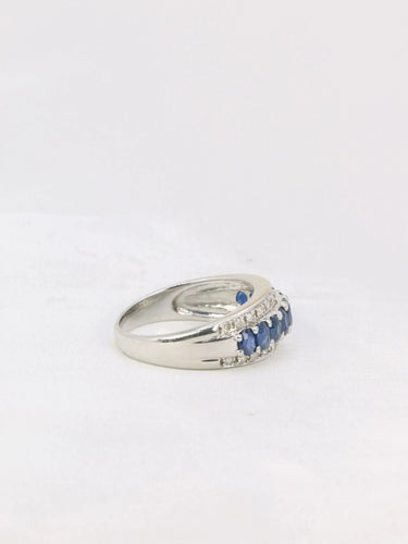 Bague 54.5 Bague jonc Or blanc Diamants Saphirs 58 Facettes J165