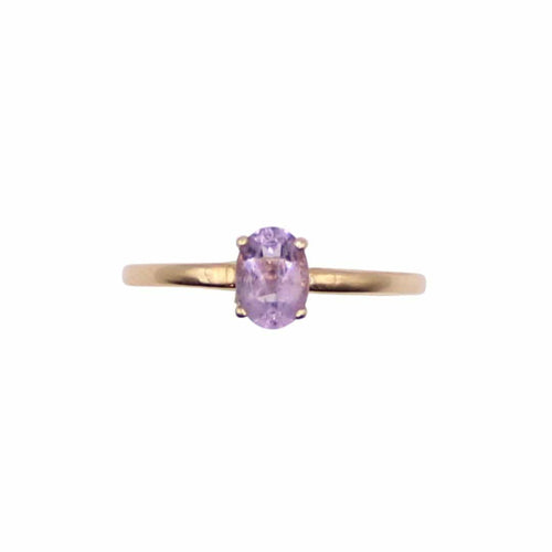 Bague Bague solitaire or jaune améthyste ovale 58 Facettes