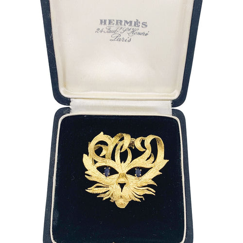 Broche Broche vintage Hermès, "Mistigri", or jaune, saphirs. 58 Facettes 3310