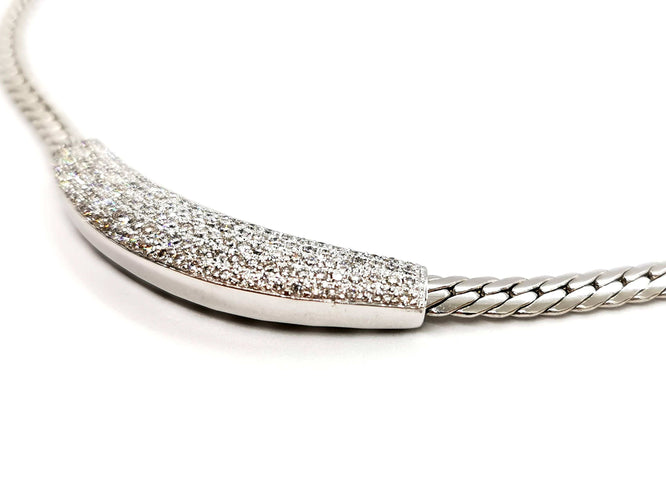 Collier Collier Maille anglaise Or blanc Diamant 58 Facettes 578633CD