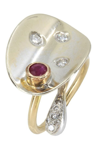 Bague BAGUE DE CRÉATEUR RUBIS ET DIAMANTS 58 Facettes 048131