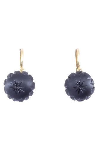Boucles d'oreilles DORMEUSES ANCIENNE EN JAIS 58 Facettes 081681