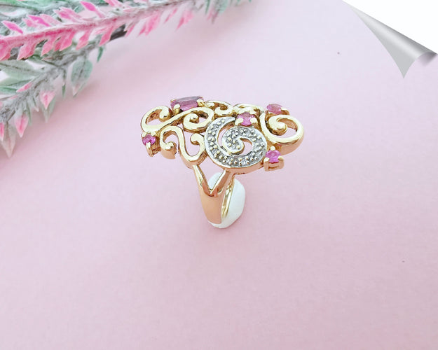 Bague Bague Tourmalines roses Diamants 58 Facettes AA 1573