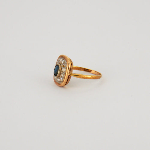 Bague 49 Bague Saphir coussin Diamants 58 Facettes EL2-42