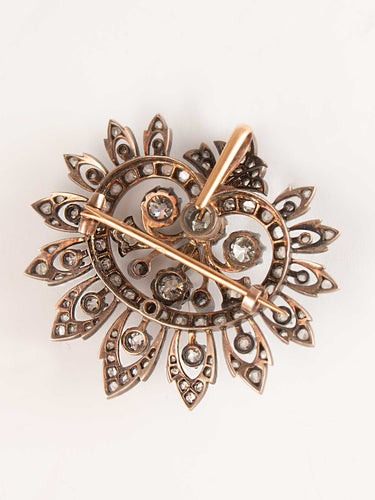 Broche Broche pendentif en or jaune, argent et diamants 58 Facettes