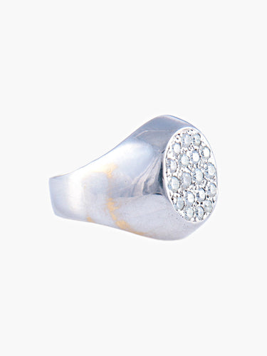 Bague Bague Chevalière  Diamants Or Gris 58 Facettes