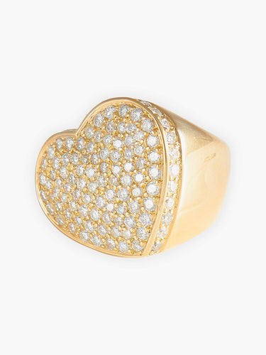 Bague 51 Bague Chevalière Coeur Diamants 58 Facettes