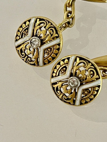 Boutons de manchette Boutons De Manchettes Or émail Diamants 58 Facettes 892720