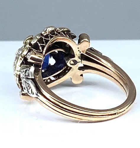 Bague 51 Bague saphir non chauffé  diamants Epoque 19ème siècle. 58 Facettes AB271