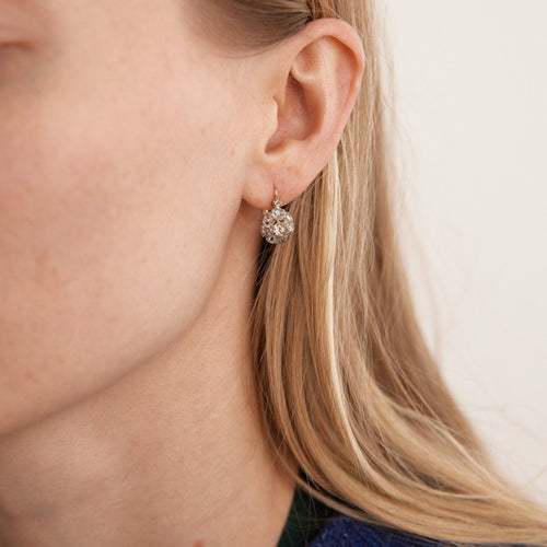 Boucles d'oreilles Paire de dormeuses diamants XIXème siècle 58 Facettes