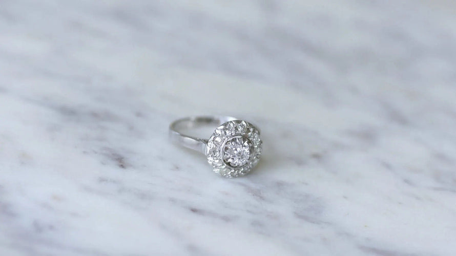 Bague Bague cible ronde Art Déco diamants 58 Facettes