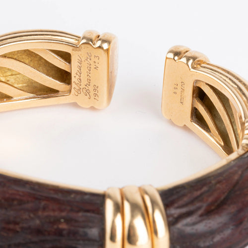 Bracelet Bracelet jonc OJ Perrin en or jaune et bois d'amourette 58 Facettes 0