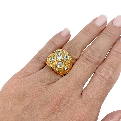 Bague 52 Bague vintage or jaune et diamants. 58 Facettes 31630