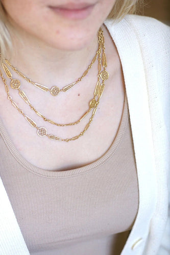 Collier Sautoir chaine ancienne, or jaune 58 Facettes