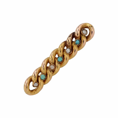 Broche Broche gourmette perles fines et verres turquoise 58 Facettes CVBR61
