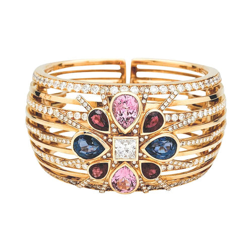 Bracelet Bracelet Manchette Chanel "San Marco" or rose, diamants et spinelles. 58 Facettes 31122