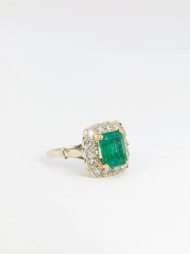 Bague Bague marguerite émeraude, diamants 58 Facettes 381