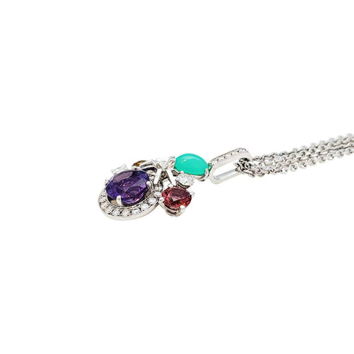 Collier Collier Chaumet "Attrape-moi... si tu m'aimes", or blanc, diamants, pierres de couleurs. 58 Facettes 30683