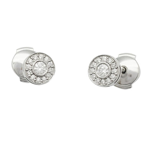 Boucles d'oreilles Puces Tiffany & Co., "Mini Circlet", platine et diamants. 58 Facettes 31870