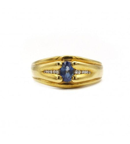Bague 56 / Jaune / Or 750 Bague Jonc Saphir & Diamants 58 Facettes 230125R