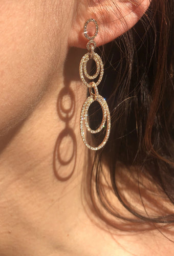 Boucles d'oreilles Boucles d'oreilles or rose multi anneaux en diamant 58 Facettes