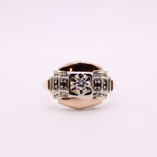 Bague Bague Tank or jaune et blanc Diamant 58 Facettes