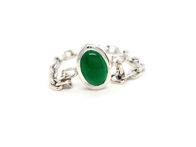 Bague 55 Bague Chaînette Or blanc Agate 58 Facettes 843307CD