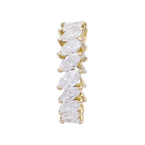 Bague 57 Alliance tour complet or jaune et diamants navettes. 58 Facettes 32744