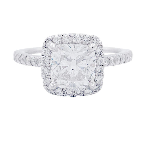 Bague 51 Bague diamant coussin, platine. 58 Facettes 32601
