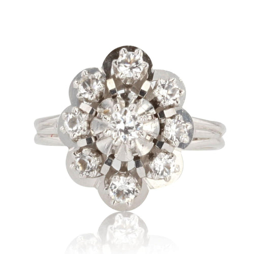 Bague 50 Bague en or blanc saphirs blancs 58 Facettes 19-517C-50