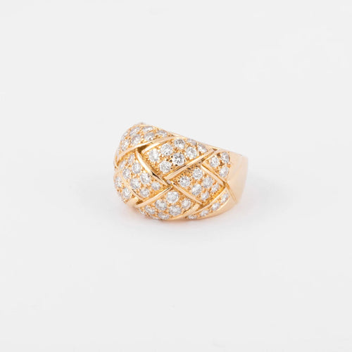 Bague Bague Van Cleef and Arpels motif quadrillage or jaune et diamants 58 Facettes 0