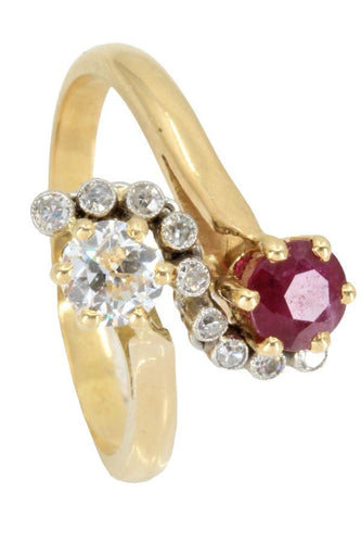 Bague BAGUE TOI & MOI RUBIS ET DIAMANTS 58 Facettes 052361