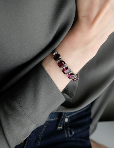 Bracelet Bracelet Jonc en Or Blanc, Améthystes et Diamants 58 Facettes