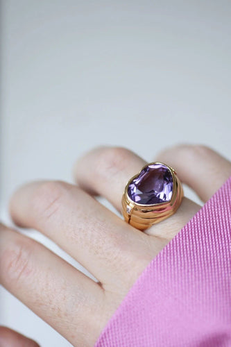 Bague Bague boule coeur améthyste et diamants 58 Facettes