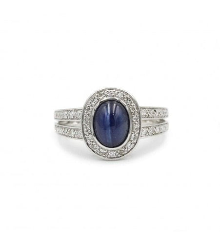 Bague 51 / Blanc/Gris / Or 750 Bague Diamants Saphir 58 Facettes 220083R