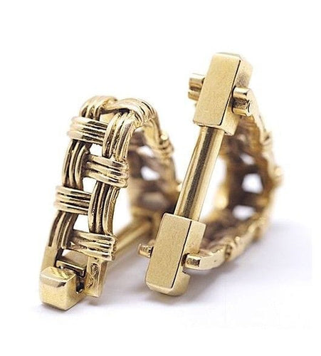 Boutons de manchette Jaune / Or 750 Paire de boutons de manchettes en or tressé 58 Facettes 120288R