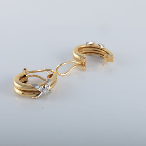 Boucles d'oreilles Demi-créoles Or jaune Diamants 58 Facettes