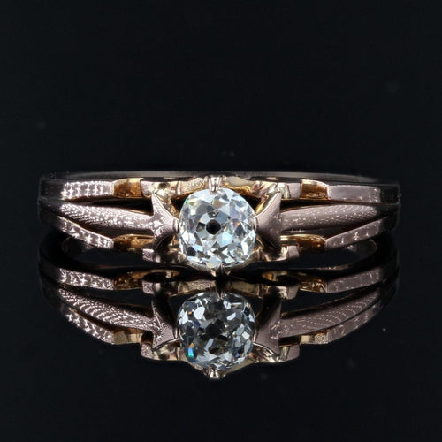 Bague 55 Solitaire en or rose ancien diamant 58 Facettes 22-030