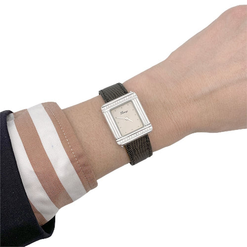 Montre Montre Poiray, "Ma Première", acier et diamants sur cuir. 58 Facettes 32519