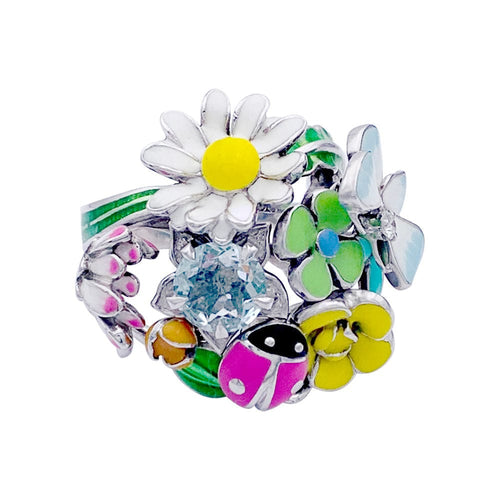 Bague 54 Bague Dior, "Diorette", or blanc, émail, aigue-marine et diamant. 58 Facettes 32965