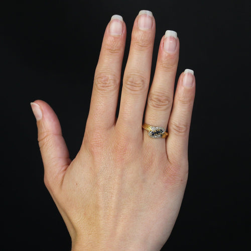 Bague 55 Bague d'occasion or jaune saphirs diamants 58 Facettes 14-066