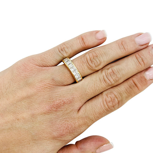 Bague 53 Bague O.J.Perrin or jaune, diamants princesses. 58 Facettes 30859
