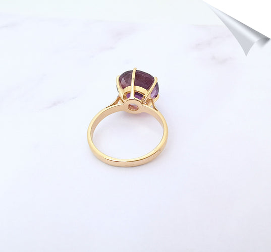 Bague 54.5 Solitaire améthyste, or jaune 58 Facettes AA 1560