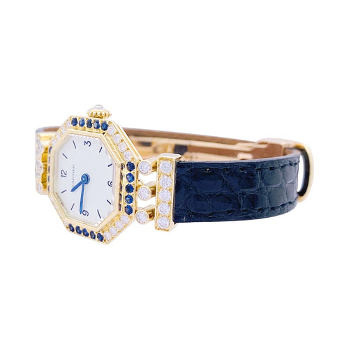 Montre Montre Cartier, "Andine", or jaune, diamants, saphirs. 58 Facettes 33299