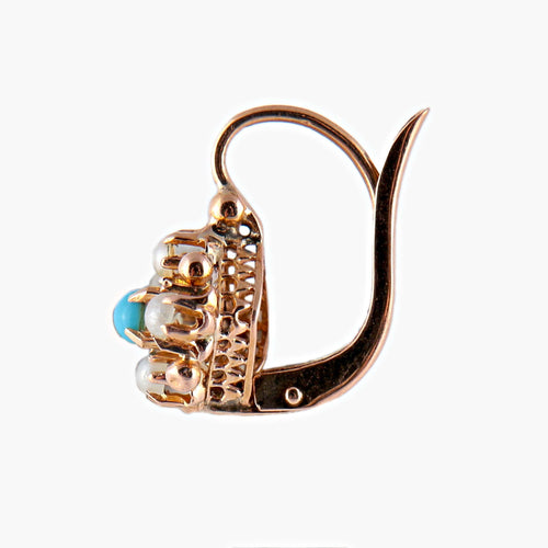 Boucles d'oreilles Boucles d'oreilles dormeuses Perles fines Turquoise 58 Facettes