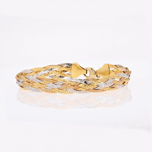Bracelet Bracelet plat tresse 3 ors 58 Facettes CVBR41