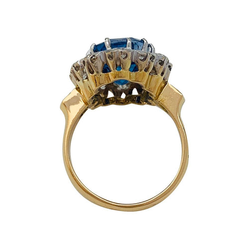 Bague Bague pompadour saphir, entourage diamants. 58 Facettes 31288